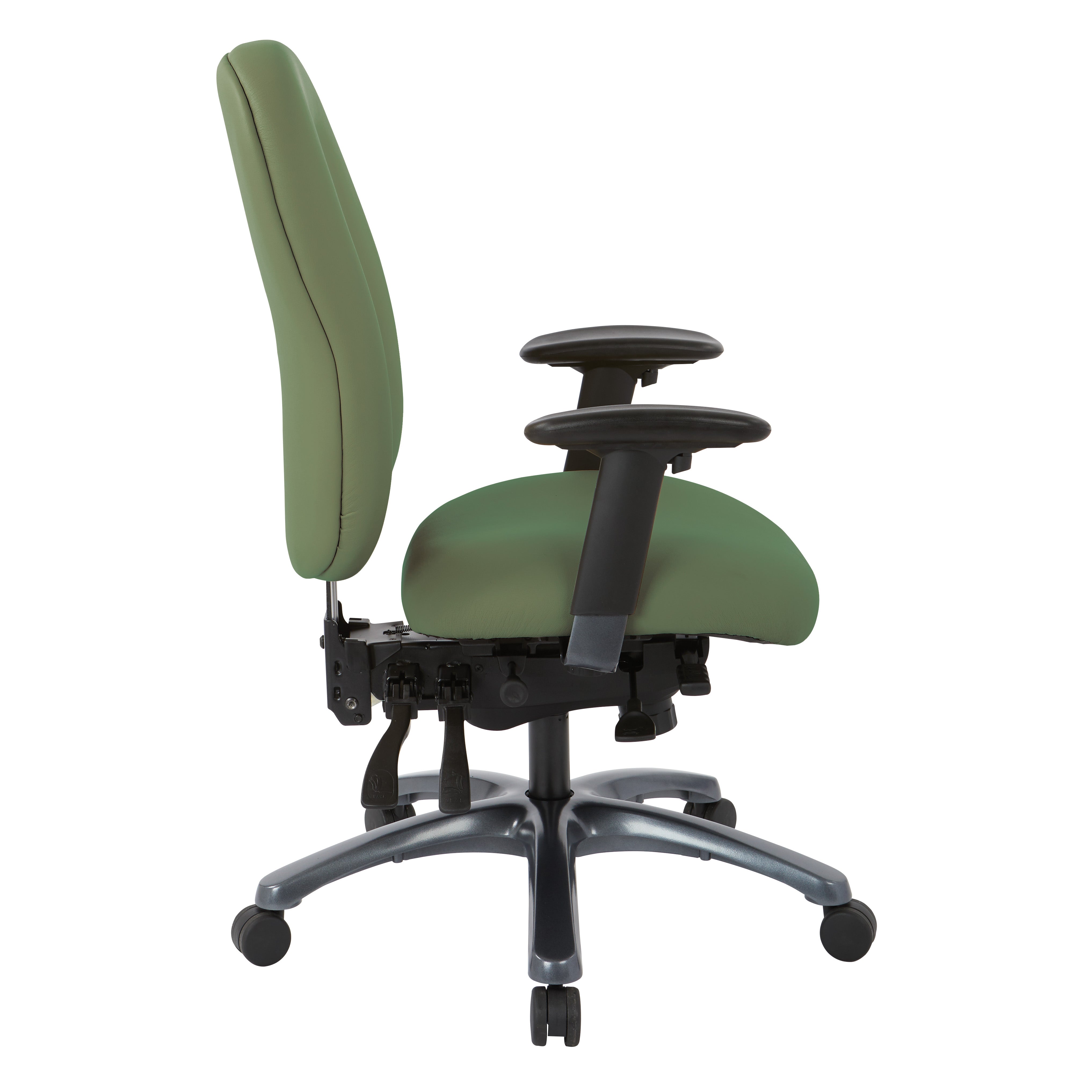 Multi-Function High Back Chair with Seat Slider and Titanium Finish Base